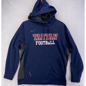 Nike Therma-Fit Tartan Football Hoodie Navy Blue Pullover Sweatshirt Men Size XL